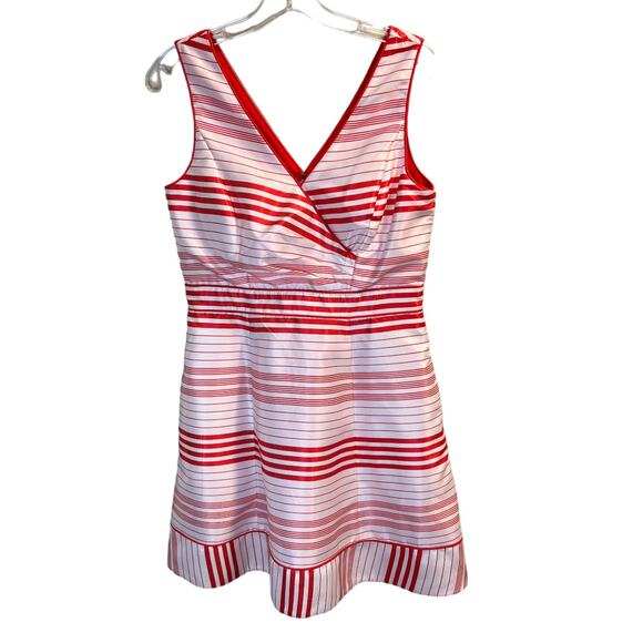 Jessica Simpson Womens Fit & Flare Dress Red White Stripe Size 6 - Picture 13 of 14